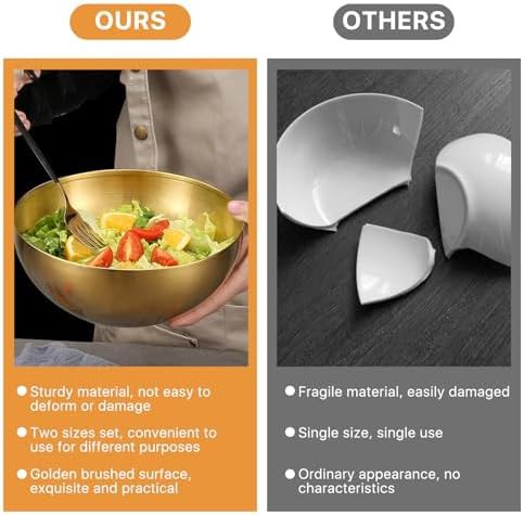 Gold stainless steel metal salad bowls — photo 5