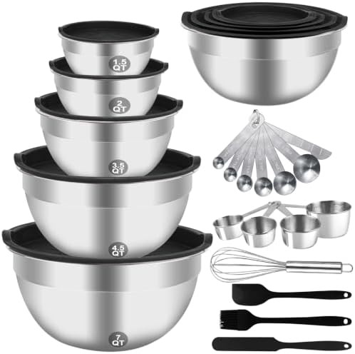 Nesting metal twenty five piece utensil set