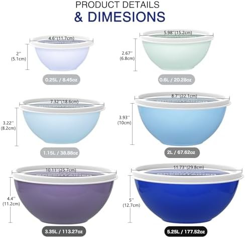 Six Piece Plastic Nesting Mixing Bowls — photo 3