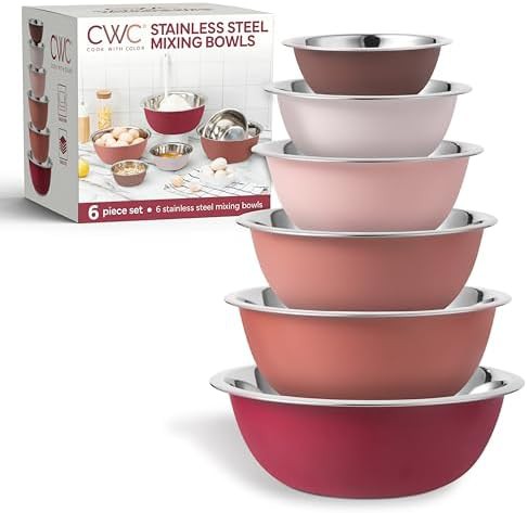 Rose stainless steel nesting mixing bowl set