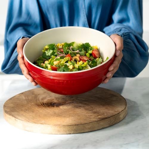 Cherry red ceramic nested mixing bowl set — photo 3