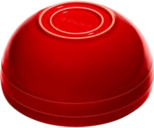 Cherry red ceramic nested mixing bowl set — photo 4