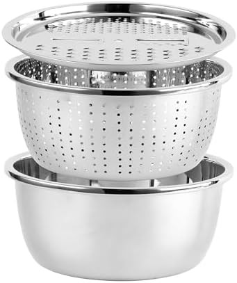 Silver stainless steel easy grip mixing bowl
