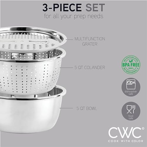 Silver stainless steel easy grip mixing bowl — photo 3