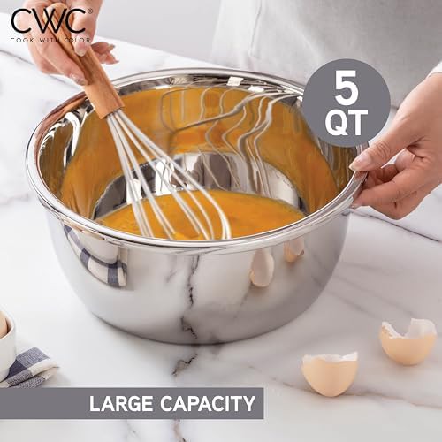 Silver stainless steel easy grip mixing bowl — photo 5