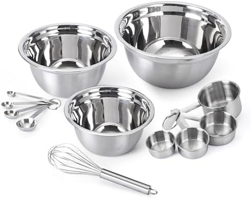 Silver stainless steel mixing bowl set