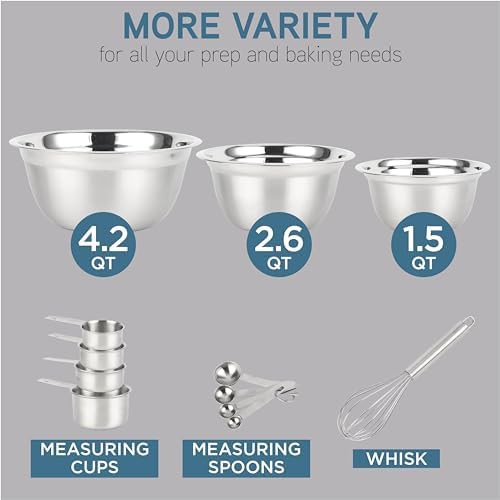 Silver stainless steel mixing bowl set — photo 3