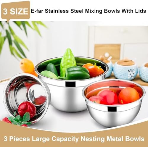 Stainless steel six piece salad bowl set — photo 3