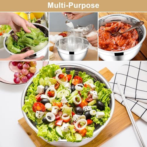 Stainless steel six piece salad bowl set — photo 4