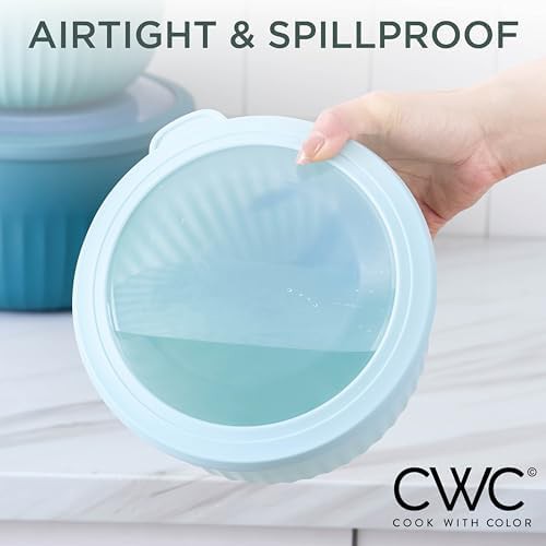 Teal deep anti-flying plastic mixing bowl set — photo 4
