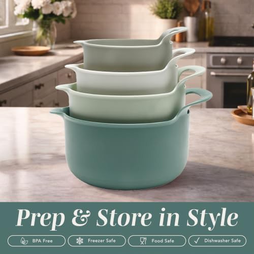 Sage plastic mixing bowl with pour spouts — photo 3
