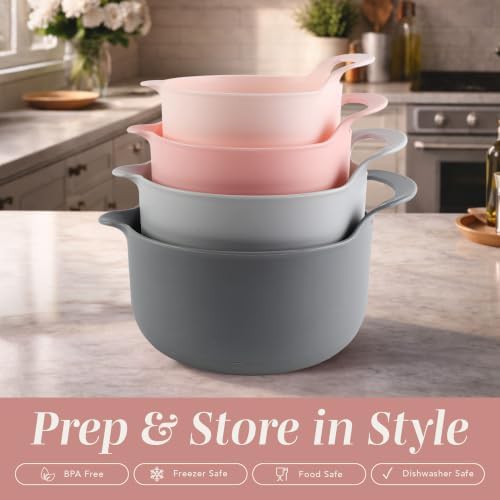 Pink plastic pour spout mixing bowl — photo 3
