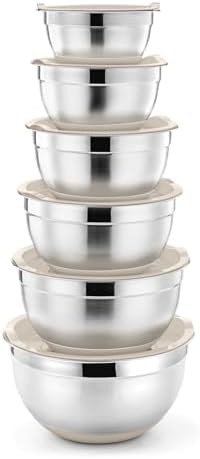 Khaki stainless steel bowls set of six