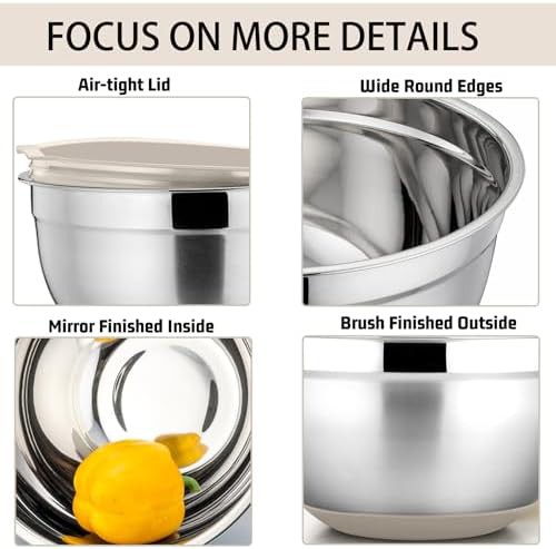 Khaki stainless steel bowls set of six — photo 4