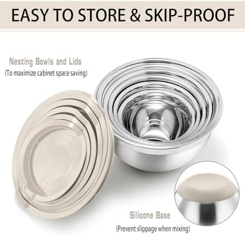 Khaki stainless steel bowls set of six — photo 5