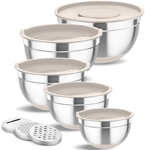 Five piece nesting bowls with grater attachments