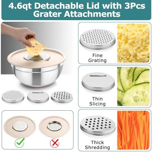 Five piece nesting bowls with grater attachments — photo 4