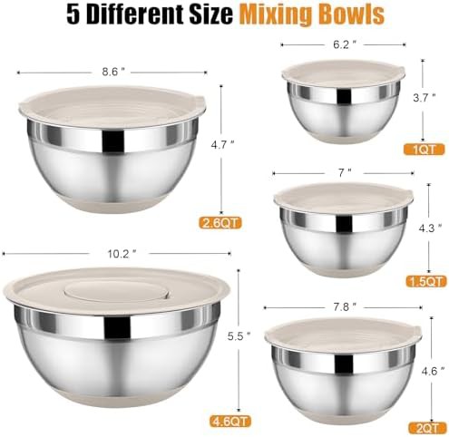 Khaki nesting bowls for baking and storage — photo 3