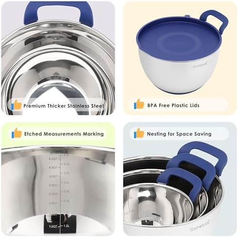 Blue stainless steel bowls with silicone base — photo 3