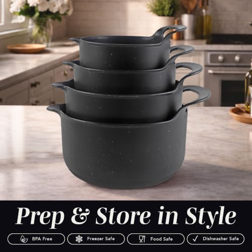 Black speckled plastic nesting mixing bowl set — photo 3