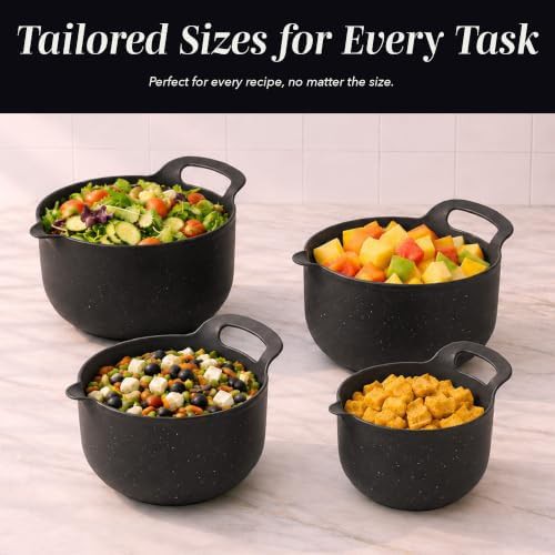 Black speckled plastic nesting mixing bowl set — photo 5