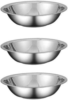 Flat base stainless steel prep bowls set