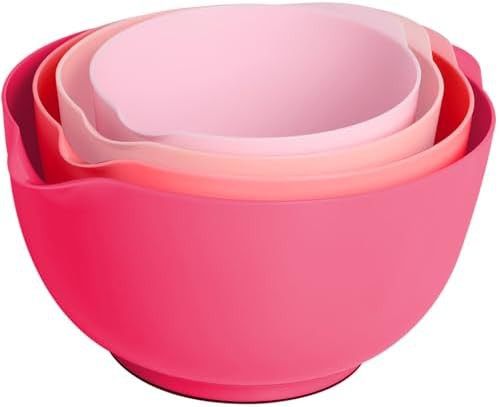 Rose red mixing bowls with nonslip base