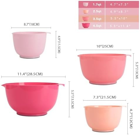 Rose red mixing bowls with nonslip base — photo 4