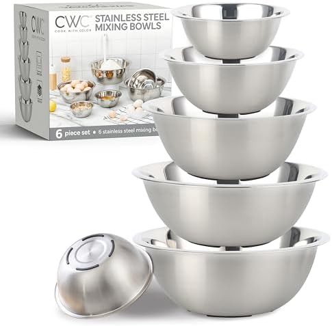 Silver stainless steel wide rim mixing bowl