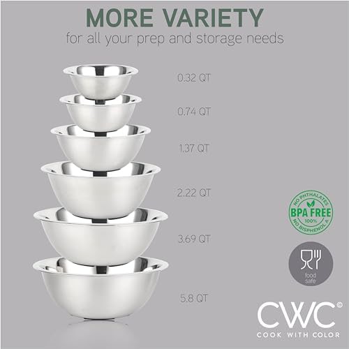 Silver stainless steel wide rim mixing bowl — photo 3