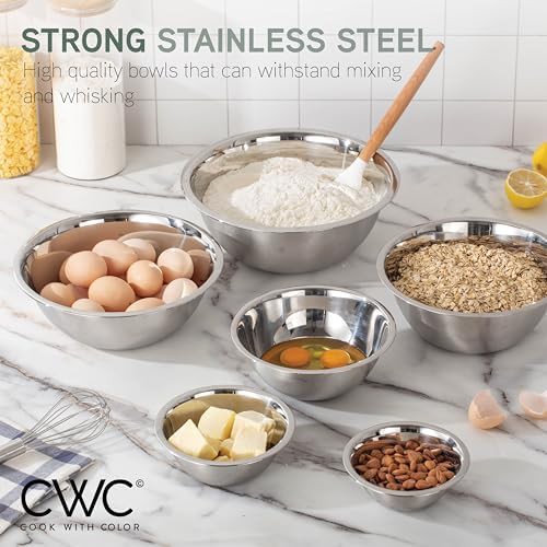 Silver stainless steel wide rim mixing bowl — photo 4