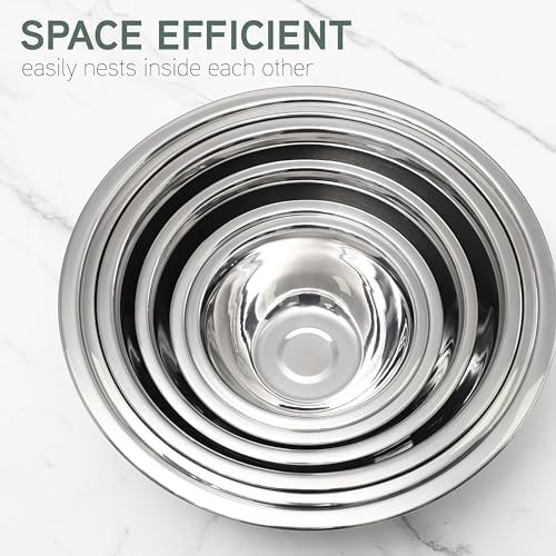 Silver stainless steel wide rim mixing bowl — photo 5