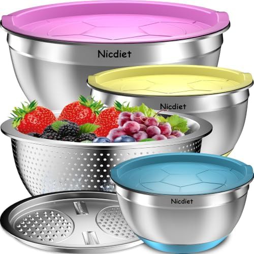 Multicolor nesting stainless steel bowl set