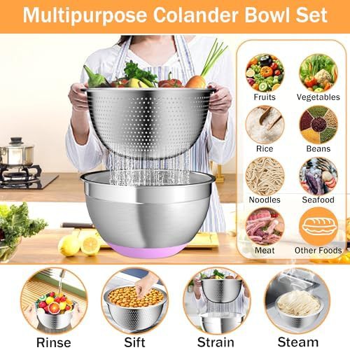 Multicolor nesting stainless steel bowl set — photo 4