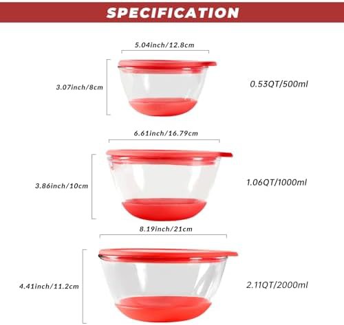 Red Glass Nesting Bowls with Lids — photo 3