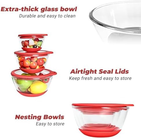 Red Glass Nesting Bowls with Lids — photo 4