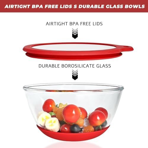Red Glass Nesting Bowls with Lids — photo 5