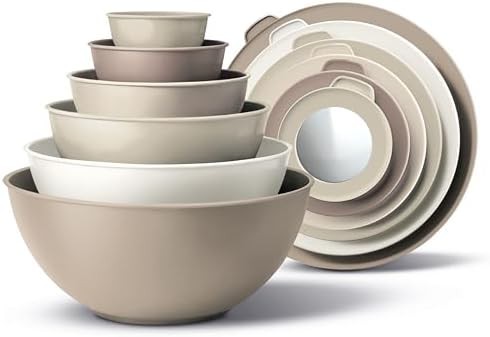 Brown plastic nesting mixing bowl set