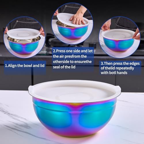 Multicolor stainless steel nesting bowls set of 7 — photo 3