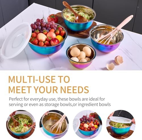 Multicolor stainless steel nesting bowls set of 7 — photo 5