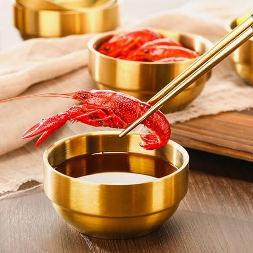 Gold stainless steel decorative prep bowls — photo 3
