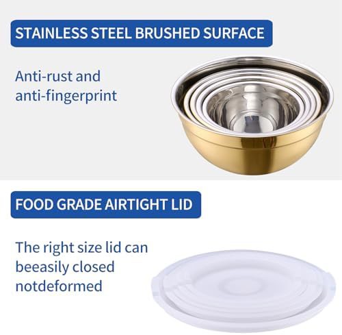 Gold stainless steel 5-piece nesting mixing bowl set — photo 4
