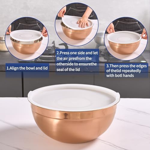 Rose gold stainless steel nesting bowls set of 5 — photo 3