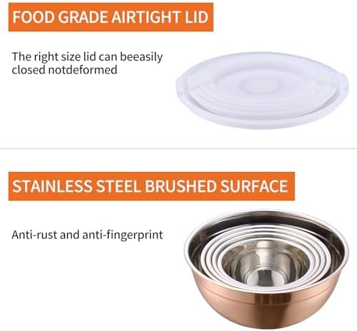 Rose gold stainless steel nesting bowls set of 5 — photo 4