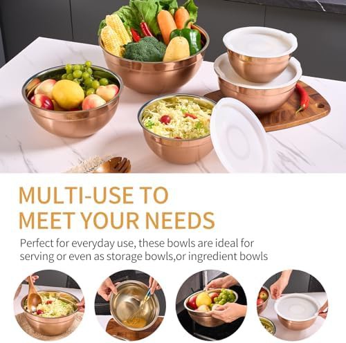 Rose gold stainless steel nesting bowls set of 5 — photo 5