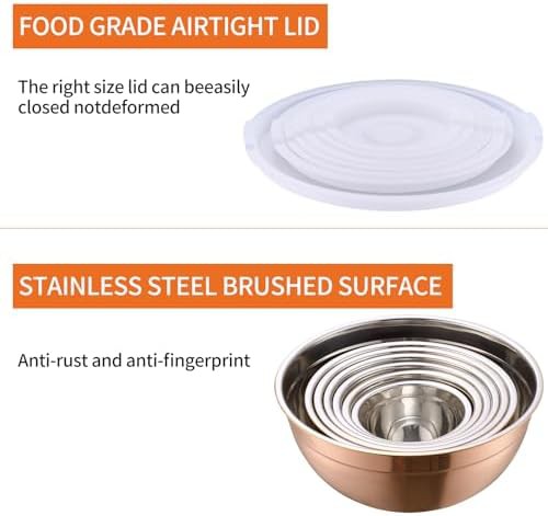 Rose gold stainless steel nesting bowls set of 7 — photo 4