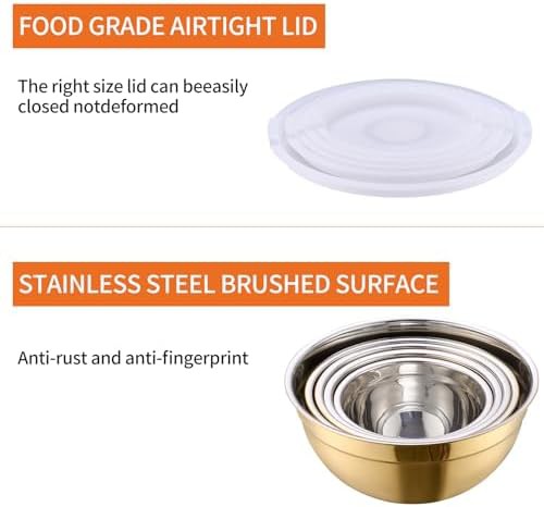 Gold stainless steel nesting bowls set of 5 — photo 4