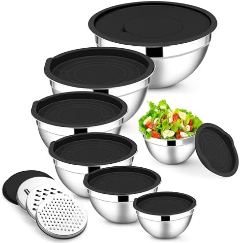Seven piece meal prep stainless bowls