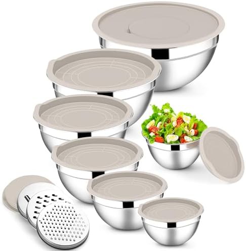 Seven piece stainless steel airtight bowls