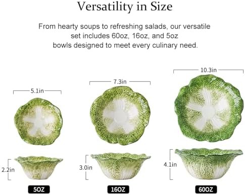 Green Cabbage Porcelain Nesting Bowl Set — photo 3